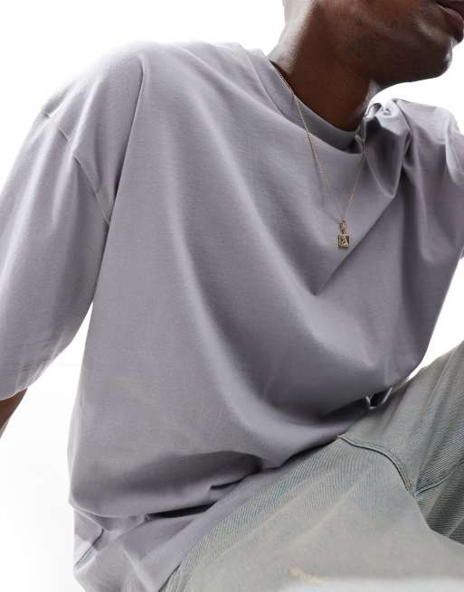 ASOS DESIGN oversized t-shirt with celestial graphic in grey, 3 of 4