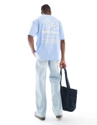 Asos Design Oversized T-shirt With Celestial Graphic In Blue