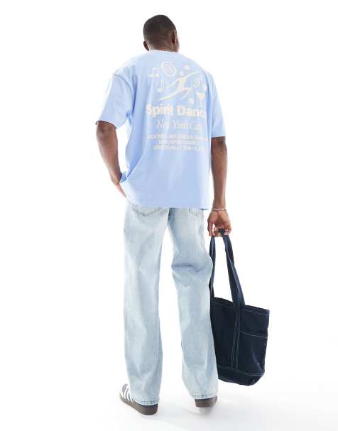 ASOS DESIGN oversized T-shirt with celestial graphic in light blue - view 1