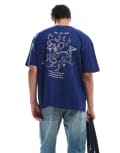 [ASOS DESIGN] ASOS DESIGN oversized t-shirt with celestial graphic in navy XS Medieval Blue