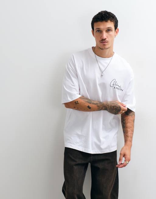 ASOS DESIGN oversized t-shirt with Celine Dion print in White, 2 of 5
