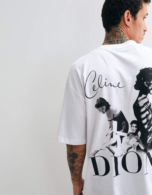 ASOS DESIGN oversized t-shirt with Celine Dion print in White, 4 of 5