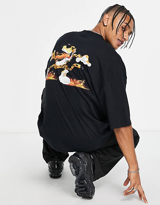  oversized t-shirt with Cheetos print in black 