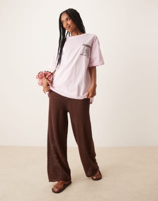 Asos Design Oversized T-shirt With Cherry Blossom Graphic-pink