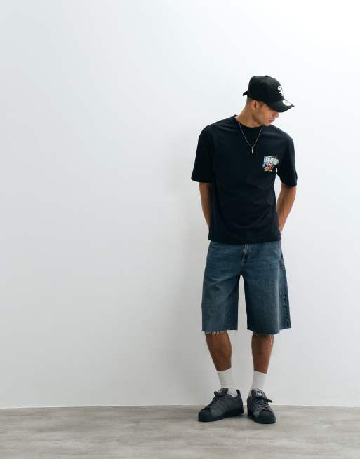 ASOS DESIGN oversized t-shirt with cherry graphic in black, 2 of 5