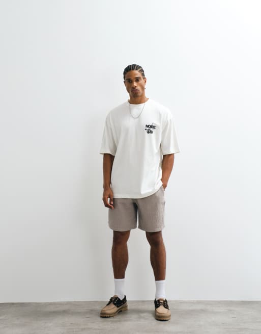 ASOS DESIGN oversized T-shirt with cherry graphic in cream, 4 of 5