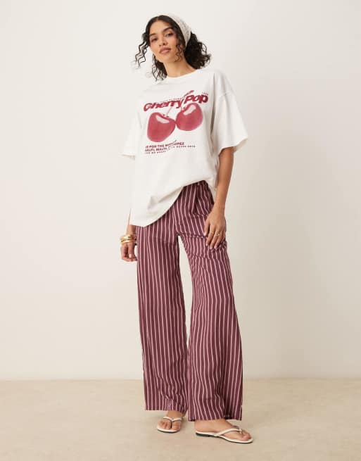 ASOS DESIGN oversized t-shirt with cherry pop graphic in white