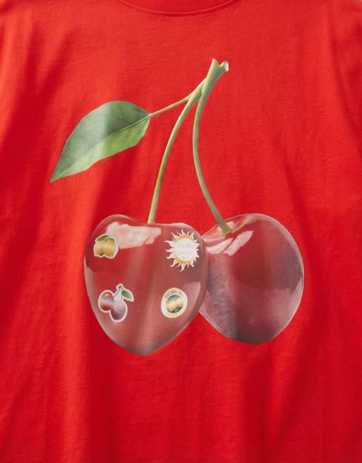 ASOS DESIGN Oversized T-shirt with cherry sticker graphic in red, 8 of 8