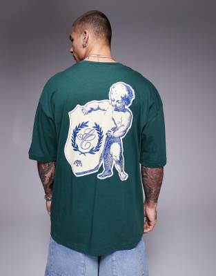 Asos Design Oversized T-shirt With Cherub Graphic
