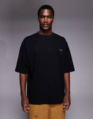 Asos Design Oversized T-shirt With Chest Embroidery In Black