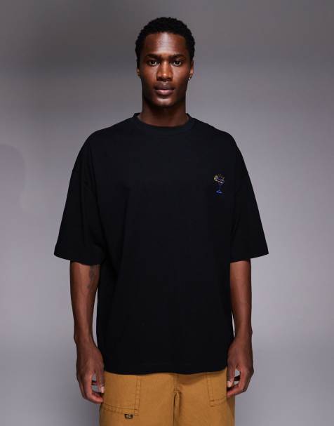 ASOS DESIGN oversized t-shirt with chest embroidery in black
