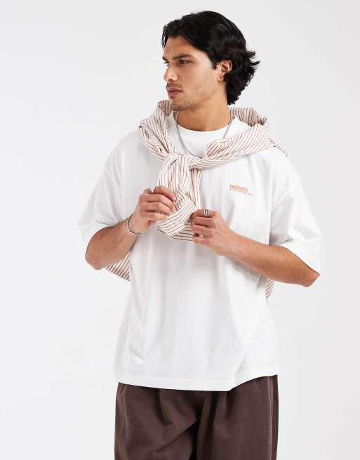 ASOS DESIGN oversized t-shirt with chest graphic in white, 2 of 5