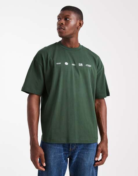 ASOS DESIGN oversized t-shirt with chest print in green - view 1