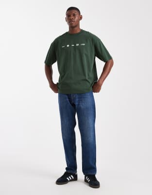 Asos Design Oversized T-shirt With Chest Print In Green