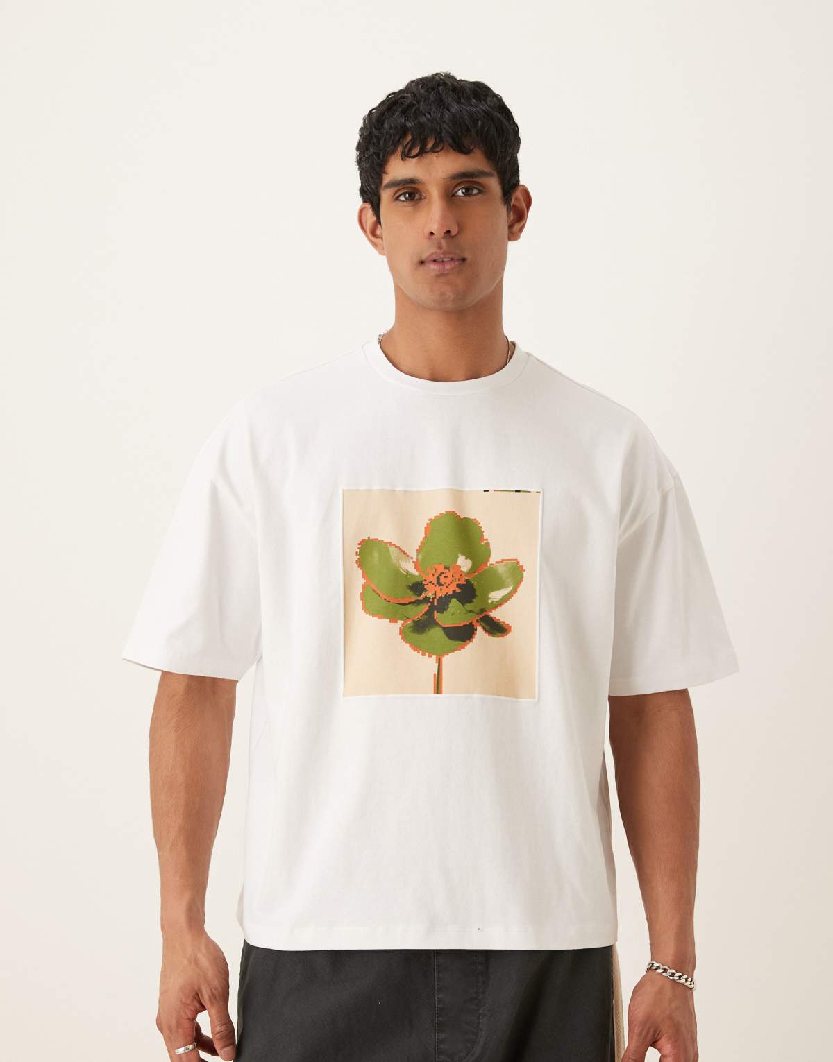 ASOS DESIGN oversized t-shirt with chest print in white
