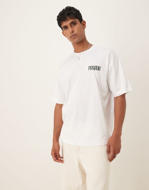 ASOS DESIGN oversized T-shirt with chest print in white - view 1