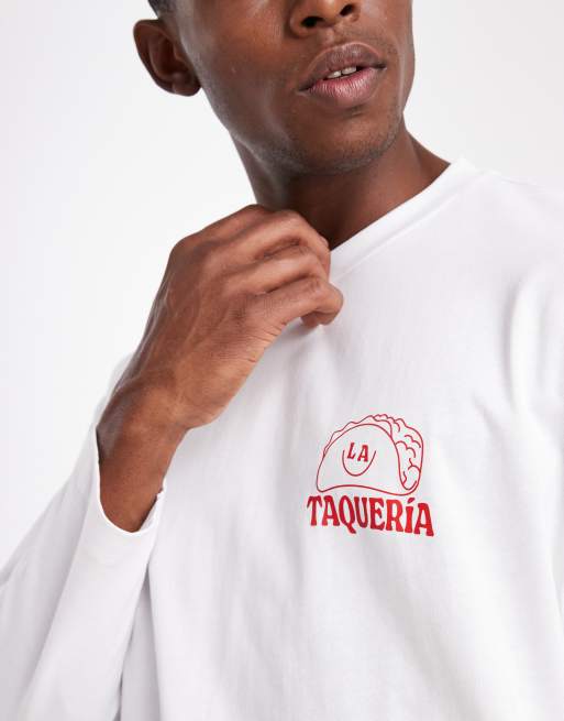 ASOS DESIGN oversized T-shirt with chest taco print in white, 5 of 5