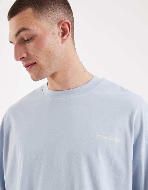 ASOS DESIGN oversized  t-shirt with chest text graphic in light blue, 5 of 5