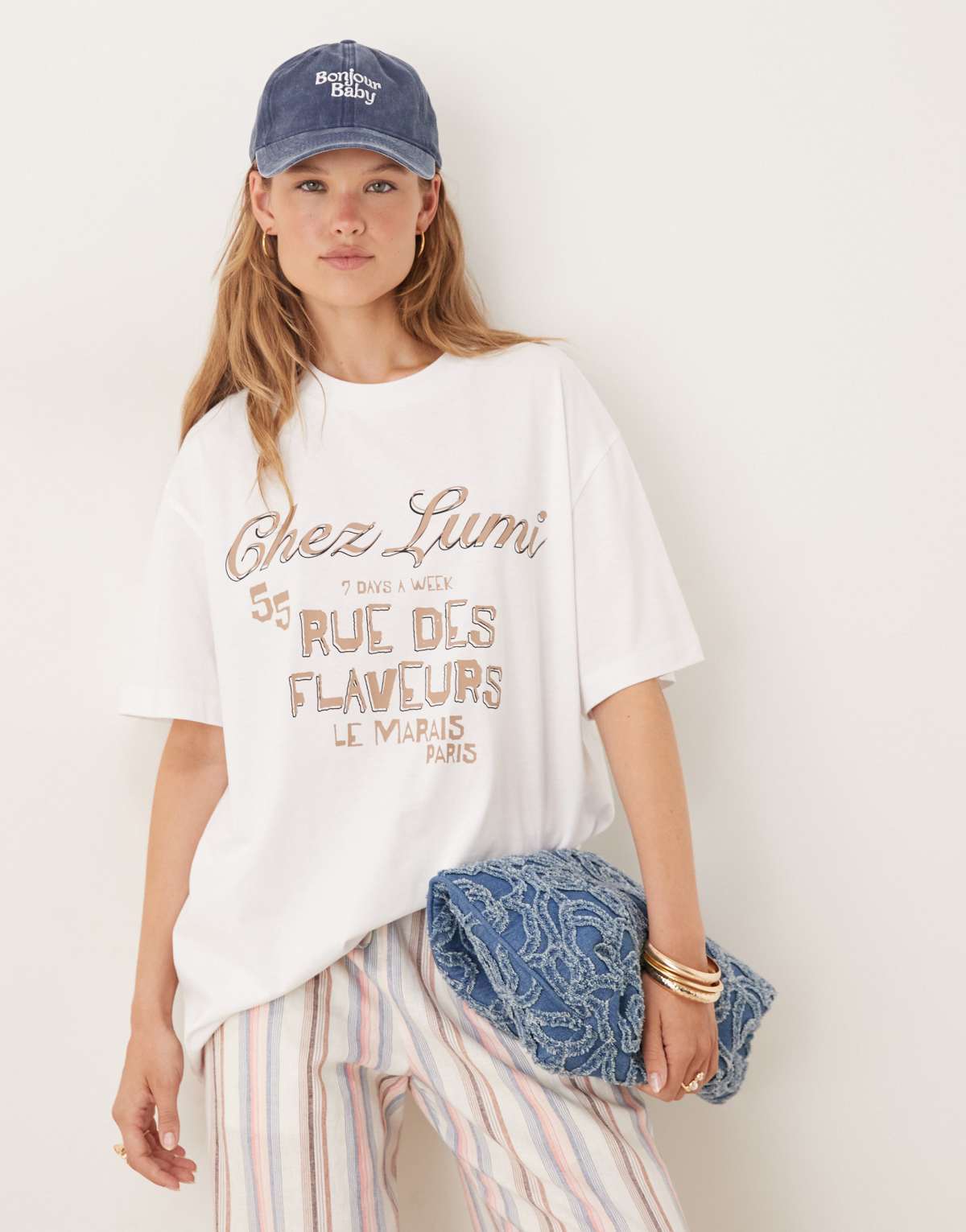 ASOS DESIGN oversized t-shirt with chez lumi graphic in white