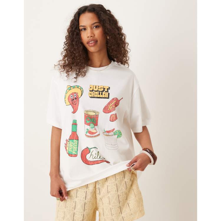 ASOS DESIGN oversized t-shirt with chili mexico graphics in