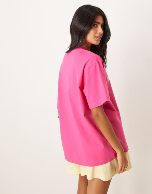 ASOS DESIGN oversized t-shirt with chilli lime marg graphic in pink