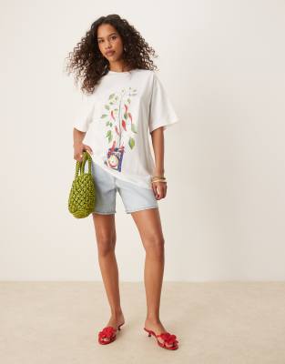 Asos Design Oversized T-shirt With Chilli Plant Graphic