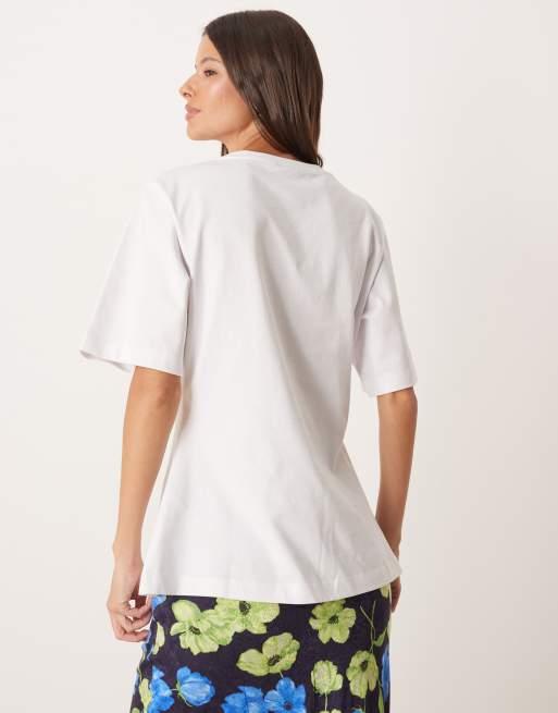 ASOS DESIGN oversized T-shirt with cinched hardware detail in white
