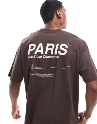 ASOS DESIGN ASOS DESIGN oversized t-shirt with city back print in dark brown