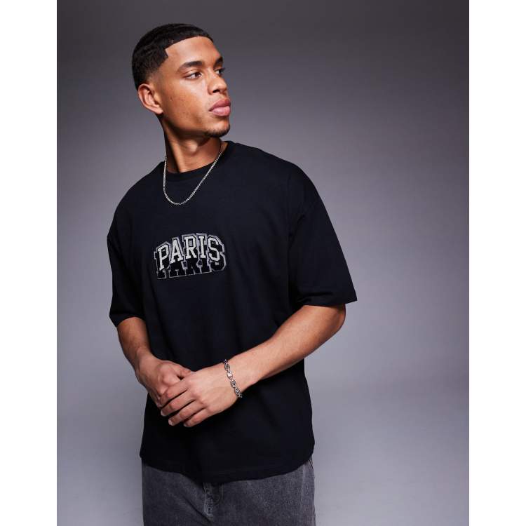 ASOS DESIGN oversized t-shirt with city chest embroidery in
