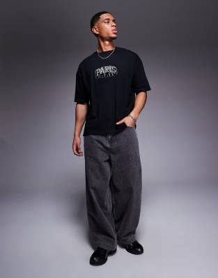 Asos Design Oversized T-shirt With City Chest Embroidery