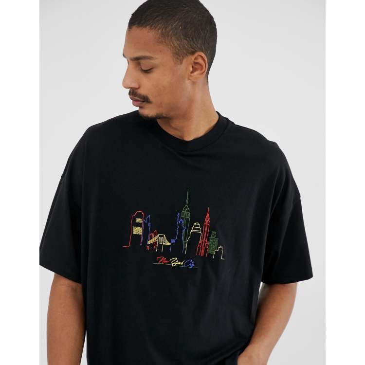 ASOS DESIGN oversized t-shirt with city embroidery