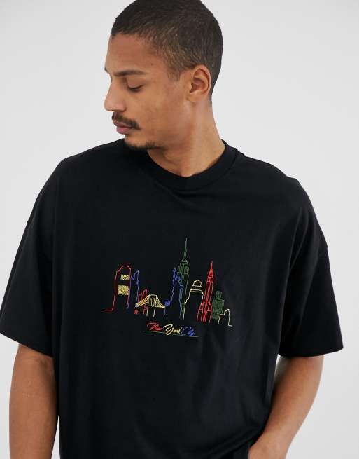 ASOS DESIGN oversized t-shirt with city embroidery