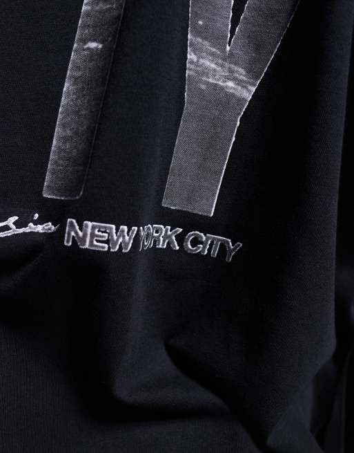 ASOS DESIGN oversized T-shirt with city graphic in black