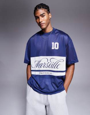 Asos Design Oversized T-shirt With City Graphic In Blue