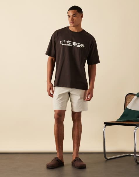 ASOS DESIGN oversized t-shirt with city graphic in brown - view 1