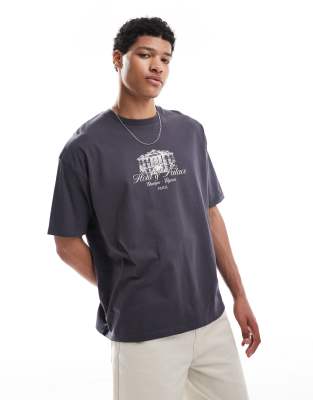Asos Design Oversized T-shirt With City Graphic In Gray