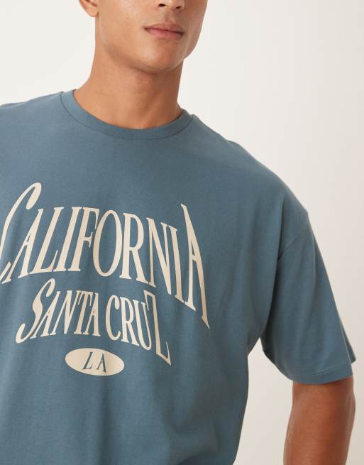 ASOS DESIGN oversized t-shirt with city graphic in dark gray