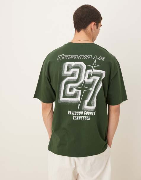 ASOS DESIGN oversized t-shirt with city graphic in dark green - view 1