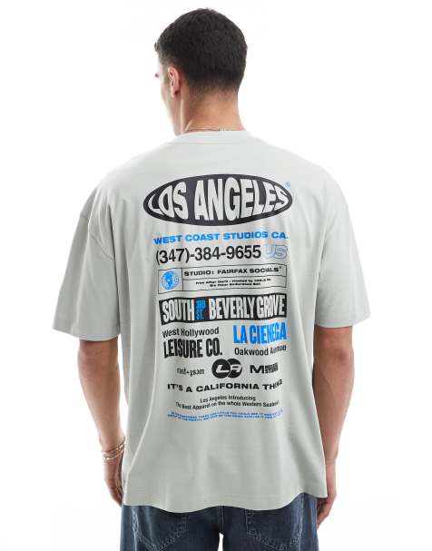 ASOS DESIGN oversized t-shirt with city graphic in gray - view 1