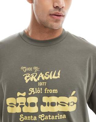 Asos Design Oversized T-shirt With City Graphic In Green