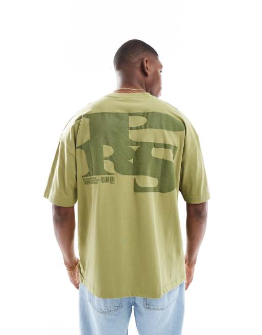 ASOS DESIGN oversized T-shirt with city graphic in khaki