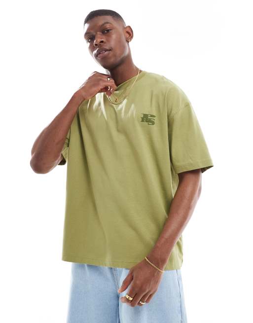 ASOS DESIGN oversized T-shirt with city graphic in khaki | ASOS