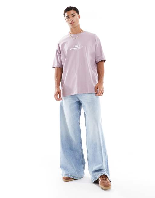 ASOS DESIGN oversized t-shirt with city graphic in lilac