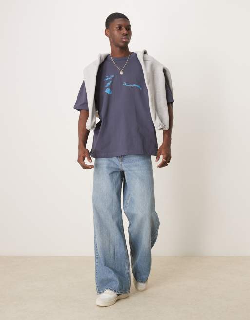 ASOS DESIGN oversized T-shirt with city graphic in navy