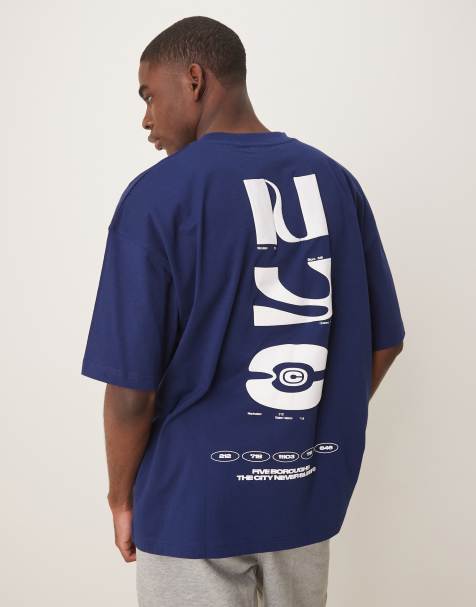 ASOS DESIGN oversized t-shirt with city graphic in navy - view 1