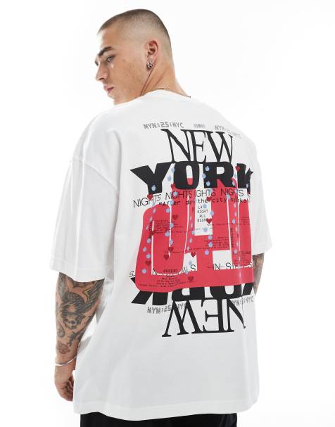 ASOS DESIGN oversized t-shirt with city graphic in white - view 1