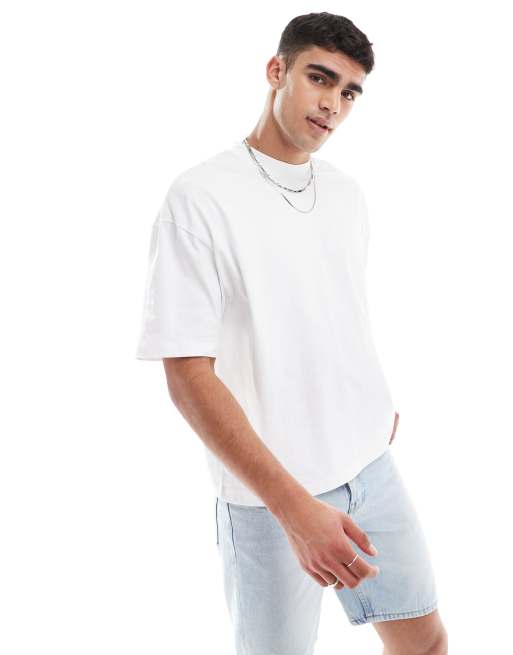 ASOS DESIGN oversized t-shirt with text graphic in white