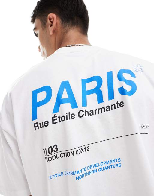 ASOS DESIGN oversized t-shirt with text graphic in white