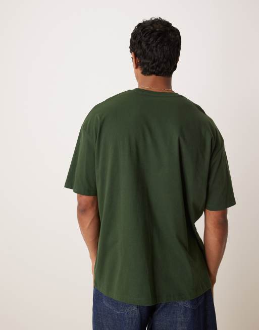 ASOS DESIGN oversized t-shirt with city pocket embroidery in green, 2 of 4