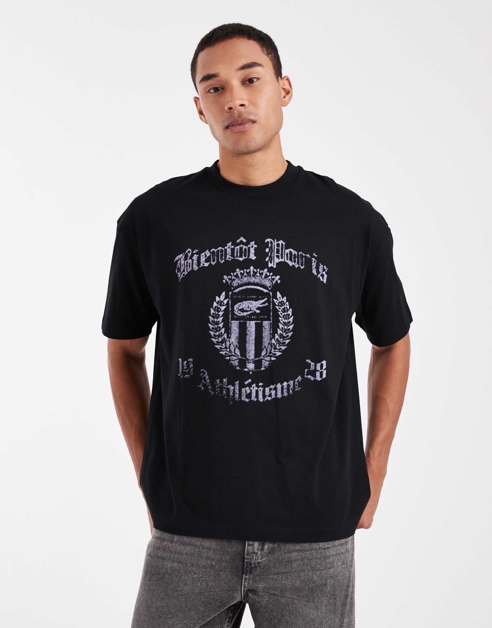 ДИЗАЙНЕРСКАЯ футболка оверсайз от ASOS с изображением городского спорта черного цвета